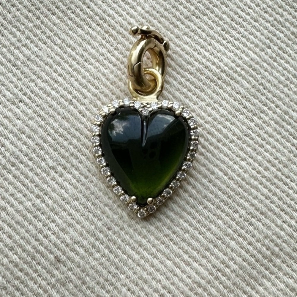 Rare Storrow Alana 14K Gold Diamond Green Tourmaline Heart Charm – Discontinued